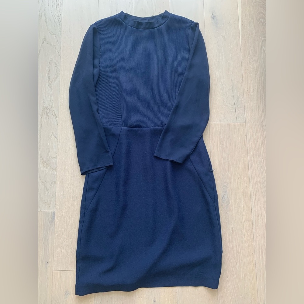 Reiss navy dress in tulle top